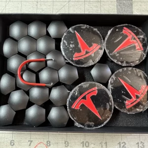 NEW OEM Tesla Model S 3 X Y Wheel Cap Kit RED RSZX X002ICUZ4P