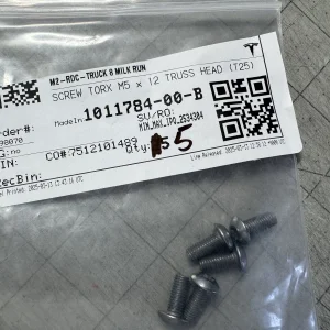 QTY 5 NEW TESLA Screw Torx M5 x 12 Truss Head T25 1011784-00-B